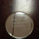 Small Etched Round Mirror.  Saying is "When II count My Blessings I count you twice".  Measures approximately 3" in diameter.  Pre-owned & in excellent condition.  $10.00 obo