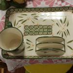 Temptations Presentable Ovenware by Tara.  Old World Ceramic Tray and Cup Set.  2 Sets available.  Cup is 10 oz and Tray measures 12 x 9.  Pre-owned & in excellent condition.  $15.00 each set obo