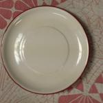 Bella Casa by Ganz White Plate.  Has red trim.  Measure 6" in diameter.  Pre-owned & in excellent condition.  $4.00 obo