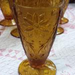 Vintage Tiara Crystal Sandwich Amber Goblets.  Absolutely beautiful.  We have two boxes of 4 available.  Pre-owned & in excellent condition.  $12.00 each obo.  Package deals available.