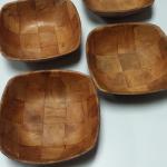 Vintage Small Square Wood Bowls.  Four available.  Pre-owned & in excellent condition.  $2.00 each obo