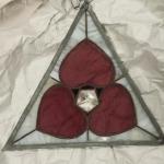 Antique Triangle with Hearts Stained Glass.  Gorgeous piece.  Measures 14".  Pre-owned & in excellent condition.  $75.00 obo