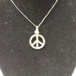 Sterling Silver Peace Sign Pendant on Sterling Silver Small Box Chain.  Chain measures 18".  Pre-owned & in excellent condition.  Pendant $21.00 & Chain $20.00 obo