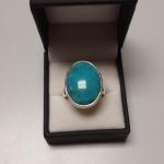 Sterling Silver with Oval Turquoise Ring.  Beautiful.  Size 10.5.  Pre-owned & in excellent condition.  $58.00 obo