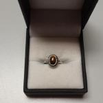 Small Sterling Silver with Tiger Eye Ring.  Very Petite.  Size 3.25.  Great 