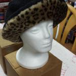 Vintage Black Hat with Leopard Trim.  Adorable Hat.  No size marked.  Pre-owned & in excellent condition.  $20.00 obo