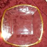 Square Glass Charger with Gold Leaf Trim.  Measures 10 3/4" X 10 3/4".  Pre-owned & in excellent condition.  $20.00 obo