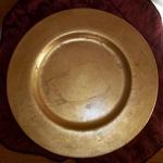 Italian Gold Leaf Round Centerpiece.  Measures 13 1/2" in diameter.  Signed on back "Made in Italy Elleci S.R.I."  Not microwave or oven safe.  Pre-owned & in excellent condition.  $50.00 obo