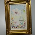 Framed Artwork "Magnolia" by Aliana Learsey.  Hand drawn with a gold frame.  Measures 5.25" x 7.50".  Pre-owned & in excellent condition.  $15.00 obo