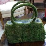 Moss Purse.  Adorable and has a plastic liner inside.  Great indoor or outdoor piece.  Measures 12".  Pre-owned & in excellent condition.  $15.00 obo