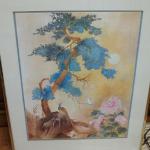 Asian Watercolor by Lili Gaydos.  This is artwork of a Peacock in beautiful watercolors.  Measures 22" x 28".  Pre-owned & in excellent condition.  $15.00 obo