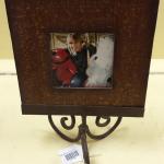 Wood Picture Frame on Metal Stand.  Very decorative piece.  Pre-owned & in excellent condition.  $12.00 obo