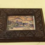 Two's Company Small Wood Framed Picture.  Carved Frame.  Pre-owned & in excellent condition.  $13.00 obo