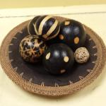 Wood Bowl with Braided Trim Charger.  This Charger/Bowl is gorgeous and includes wood decorative balls.  Pre-owned & in excellent condition.  $22.00 obo