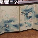 Oriental Painted Silk Screen.  Absolutely beautiful piece.  Four panels that measure 17.5" each connected.  Total measurements 70"l x 35"h.  Pre-owned & in excellent condition.  $99.00 obo