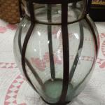 Glass & Iron Candleholder.  Great item.  Measures 11" high.  Pre-owned & in excellent condition.  $18.00 obo