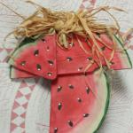 Hand Painted & Decorated Watermelon Wall  Plaque.  Adorable.  Pre-owned & in excellent condition.  $15.00 obo