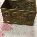 Rectangular Brass Pot.  Great design around.  Measures 6" x 4".  Pre-owned & in great condition.  $15.00 obo