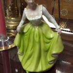 Vintage porcelain lady in green figurine.  Beautiful.  Pre-owned & in excellent condition.  $15.00 obo