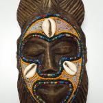 Small Hand Carved Wood Mask with Bead and Shells.  Very detailed work.  Pre-owned & in excellent condition.  $35.00 obo