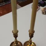 Pair of Brass Candlestick Holders.  Measure 3.5 x 7"h.  Pre-owned & in excellent condition.  $19.00 obo