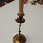 Thin Brass Candlestick Holder.  Measures 3.5" x 8.25".  Pre-owned & in excellent condition.  $15.00 obo