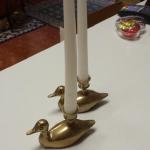 Brass Duck Candlestick Holder.  Two available.  Measure 2 x 6 x 3.5.  Pre-owned & in excellent condition.  $20.00 each obo.  Package deals available