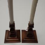 Square Wood Candlestick Holders.  Two available.Pre-owned & in excellent condition.  $15.00 each obo