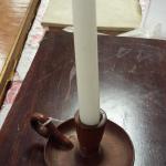 Hand Carved Round Candlestick Holder.  Great workmanship.  Pre-owned & in excellent condition.  $15.00 obo