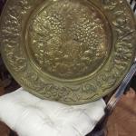 Large Brass Harvest Wall Plaque.  Beautiful picture with great detail..  Measures 23" in diameter.  Pre-owned & in excellent condition.  $30.00 obo