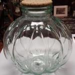 Pier One Large Italian Glass Canister.  Resembles shape of Pumpkin and includes cork top.  Measures 13" x 13".  Pre-owned & in excellent condition.  $50.00 obo