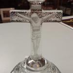 Glass Cross Candlestick Holders with Frosted Crucifix.  Absolutely gorgeous Candlestick Holders.  Each measures 4" x 7.5".  Pre-owned & in excellent condition.  $30.00 for pair obo
