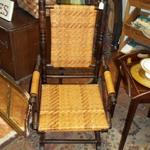 Antique Platform Rocker.  We believe this to be from the 1800's & to have been recently recaned.  There are 2 wheels in back for easy moving.  Pre-owned & in excellent condition.  We are asking $150.00 obo