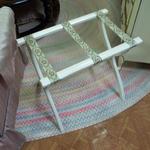 Vintage White Wood Luggage Rack.  This Rack has satin straps.  Measures 22.5"l x 14"w x 19"h.  Pre-owned & in excellent condition.  $20.00 obo