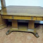 Vintage Library Table with Drawer.  Beautiful Oak Table that sits on a double pedestal  Measures 45"l x 28"w x 29"h.  Pre-owned & in excellent condition.  $350.00 obo