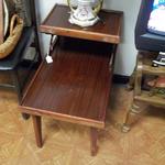 Vintage Dark Wood End Table with Shelf.  Adorable.  Measures 16"l x 25"w x 23"h.  Pre-owned & in good condition.  $20.00 obo