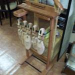 Wood Valet with Wood Shoe Holder.  This Valet has extensions for ties and cubby caddies for change and/or cuff links.  Includes a pair of Church's Aromatic Red Cedar English Shoe Keeper.  Measures 18"l x 12.5"w x 41"h.  Pre-owned & in excellent condition.  $35.00 obo