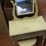 Vintage Child's Wood Vanity and Stool.  Absolutely adorable.  Measures 20"l x 10"w x 34"h.  Pre-owned & in excellent condition.  $70.00 obo