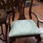 Pair of Vintage Wood Armed Chairs.  They have the ball and claw feet with beautiful light green seating.  Gorgeous.  Pre-owned & in excellent condition.  $185.00 each obo