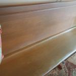 Vintage Oak Church Pew.  Beautiful and solid.  Measures 8 feet long.  Each end has a carved cross in it.  Pre-owned & in great condition, has slight crack on back.  $250.00 obo