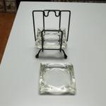 Vintage Glass Ashtrays with Wrought Iron Holder.  Great piece for any room.  Pre-owned & in excellent condition.  $12.00 obo