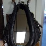 Horse Harness with Bronze Mirror.  Awesome piece that is black with gold accents.  Measures 19"l x 28"h.  Pre-owned & in excellent condition.  $150.00 obo