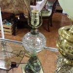 Small Vintage Glass Globe Lamp.  Great piece for any room.  Measures 19" high.  Pre-owned & in excellent condition, no shade included.  $33.00 obo