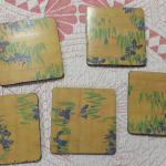 Decorative Wood Coaster.  Set of 5.  Pre-owned & in excellent condition.  $7.00 obo