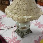 Vintage Hurricane Lamp with Lace Shade.  Absolutely adorable.  Pre-owned & in excellent condition.  $35.00 obo