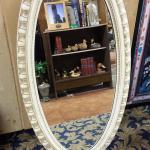 Vintage Cream Wood Oval Mirror.  Gorgeous Mirror.  Measures 23.5" w x 45.5"h.  Pre-owned & in excellent condition.  $70.00 obo