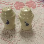 Vintage Salt & Pepper Shakers with Blue Flowers.  Great piece.  Pre-owned & in excellent condition.  $15.00 obo