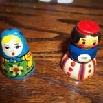 Two unique vintage hand painted wooden thimbles. Pre-owned & in excellent condition. Each are approx 1"-1 1/4" high.  $5.00 each of $9.00 for both obo