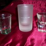 Shot Glasses-Lot of 3-Miscellaneous.  
Short & Clear.  2 1/2"  $2.00 obo
Frosted & Tall 3 1/2"  $3.00 obo
Old & Heavy  3"  $4.00 obo
Pre-owned & in excellent condition.  Sold individually or Lot of 3 for $5.00 obo