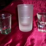 Shot Glasses-Lot of 3-Miscellaneous.  
Short & Clear.  2 1/2"  $2.00 obo
Frosted & Tall 3 1/2"  $3.00 obo
Old & Heavy  3"  $4.00 obo
Pre-owned & in excellent condition.  Sold individually or Lot of 3 for $5.00 obo